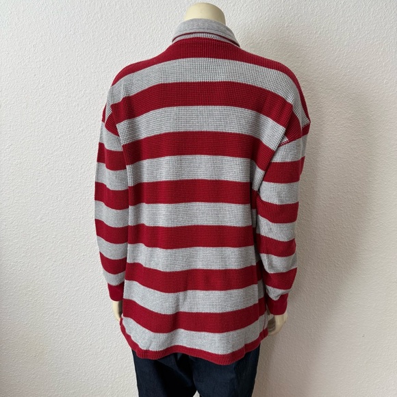 Jones New York Sport red and white striped quarter-zip sweater. - Picture 5 of 11